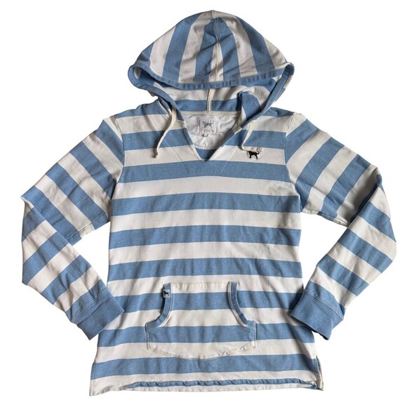 The Black Dog Blue & White Striped Pullover Hoodie Sweatshirt - Size XL - Picture 2 of 8